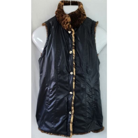 Westport 1962  VTG Reversible Faux Fur Cheeta Animal Print Vest Womens Size XS - Picture 3 of 9